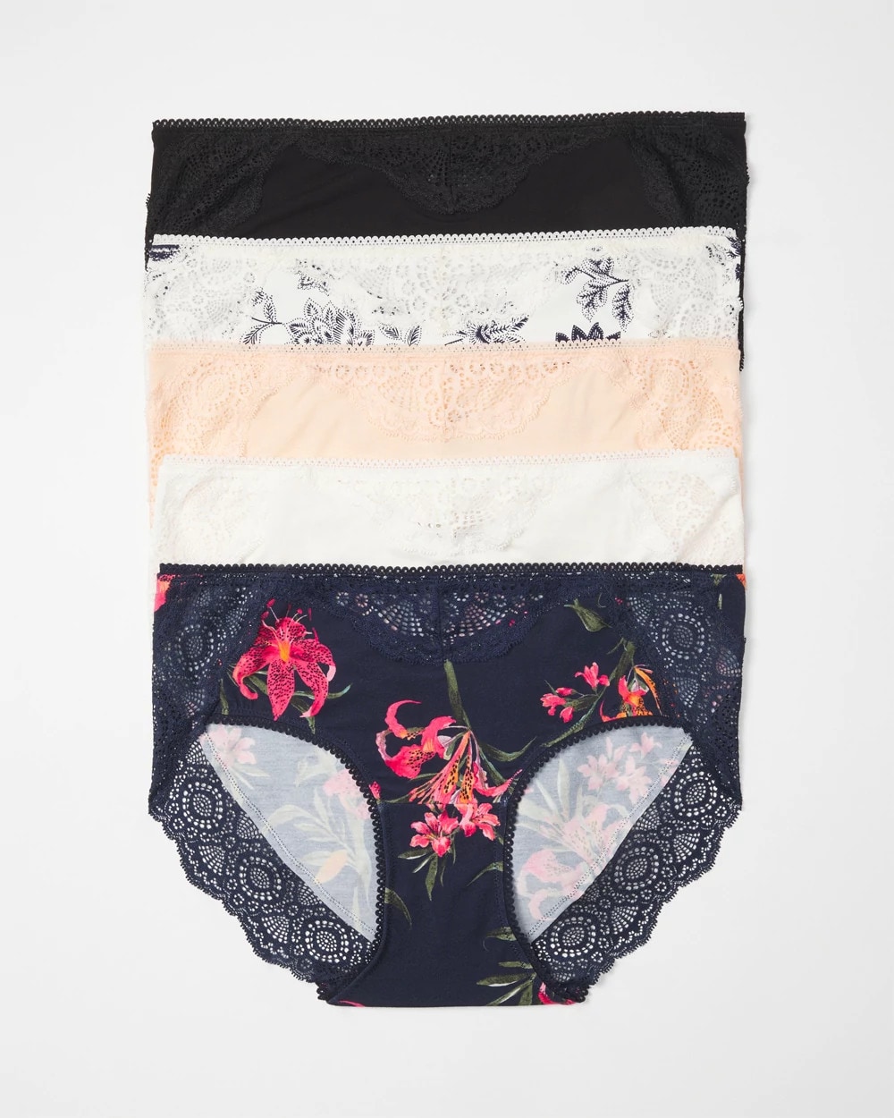 Hipster Panty with Crochet Lace Waist 5 Pack Soma